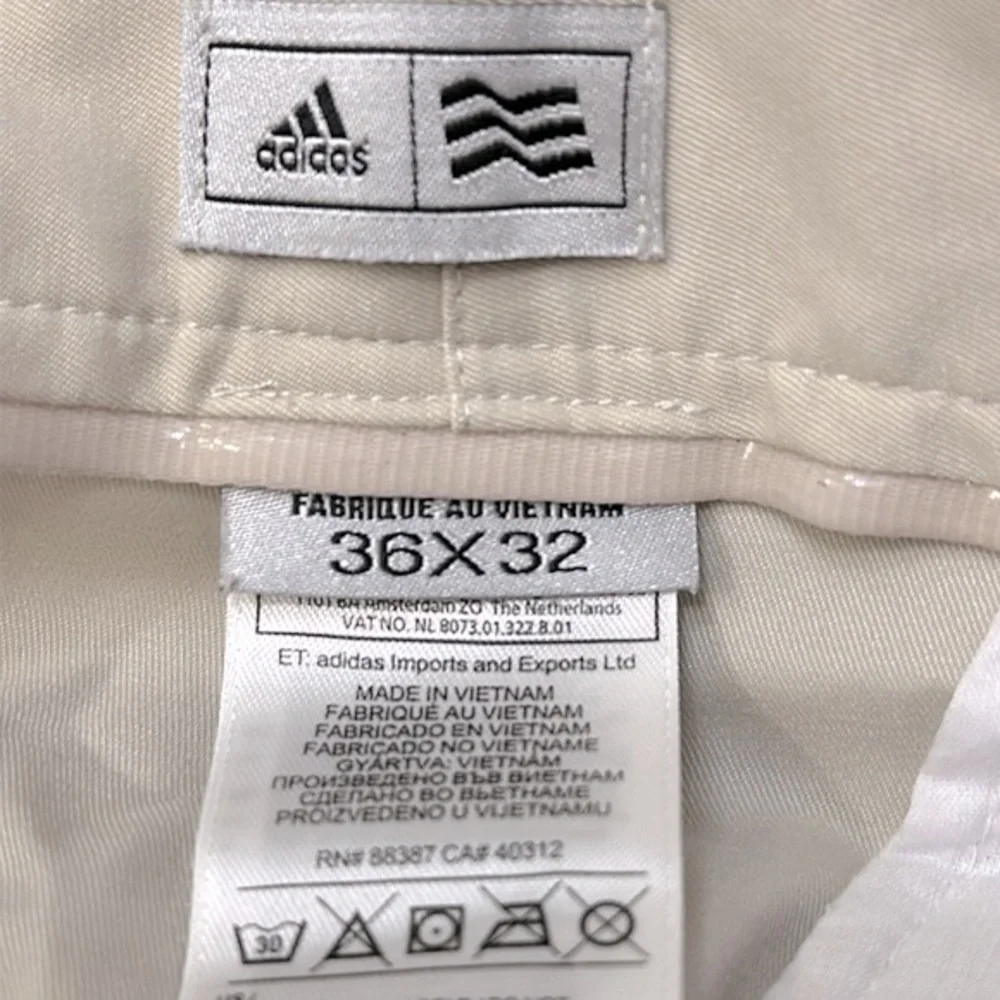 Men’s Adidas Polyester & Spandex Khaki Colored Golf Athletic Pants Size 36 x 32